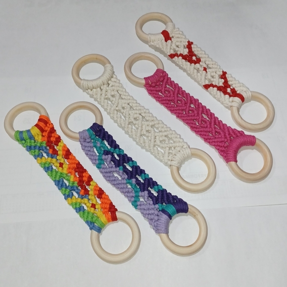 Hand Kitchen Towel Wooden Holder Boho Macrame Natural - Picture 10 of 12